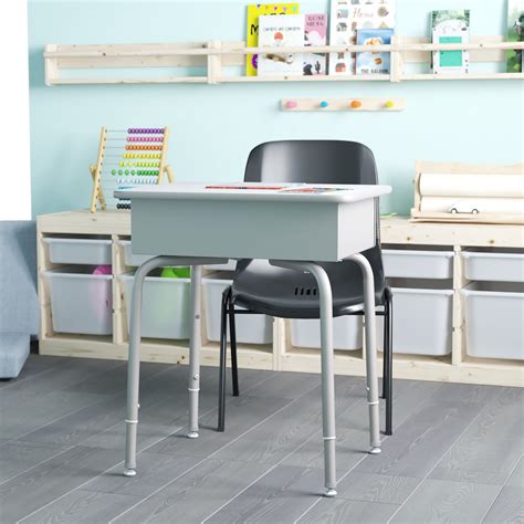 metal desk book box|EMMA + OLIVER Natural Student Desk with Open Front Metal .